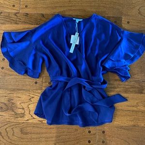 NWT! She + Sky Brand New Royal Blue Wrap Tie Top